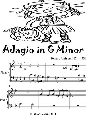 cover image of Adagio in G Minor Beginner Piano Sheet Music Tadpole Edition